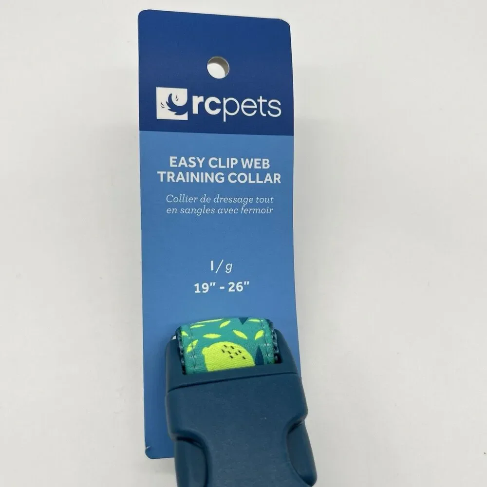 RC Pets 1” Adjustable 19-26” Dog EASY CLIP WEBTRAINING COLLAR LEMONADE Gr Large